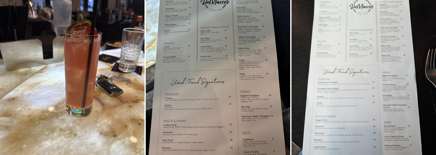DeMarco's Italian Menu