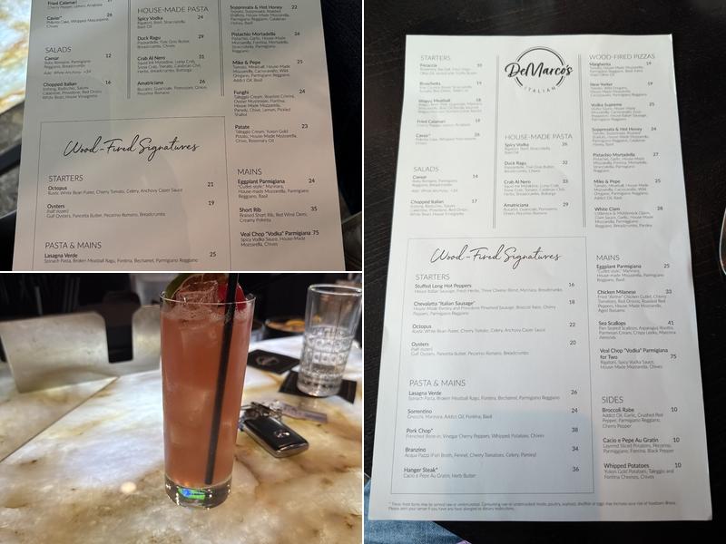 DeMarco's Italian Menu