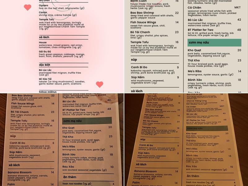 Bao Toan Kitchen & Bar Menu