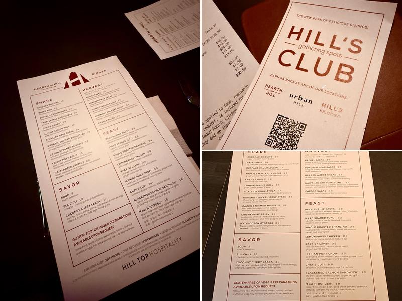 Hearth and Hill Menu