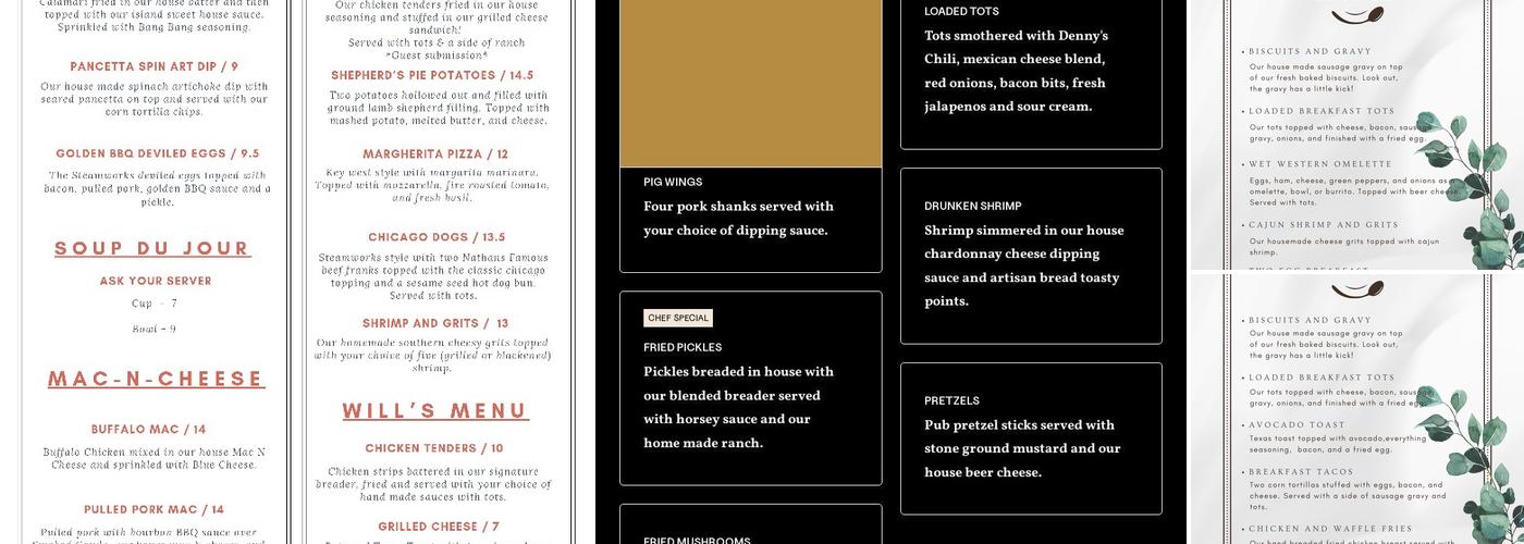 SteamWorks Pub Menu