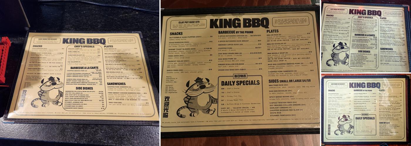 King BBQ Menu