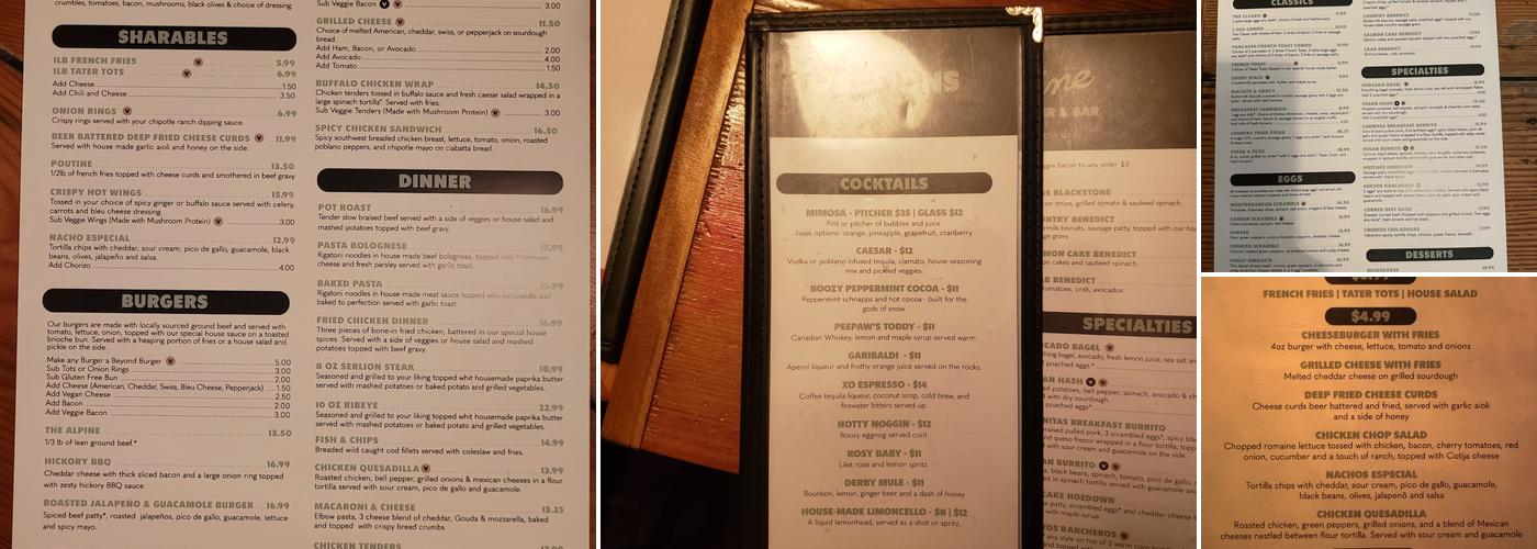 The Alpine Diner and Bar Menu