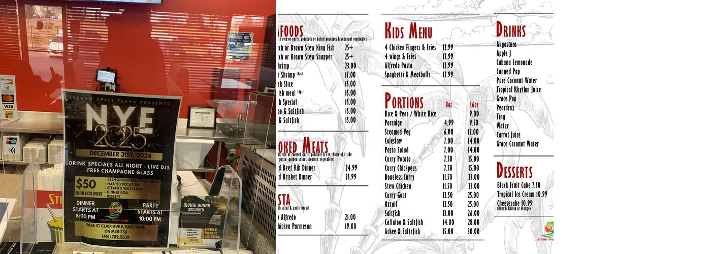 Island Spice Flava Ajax Menu