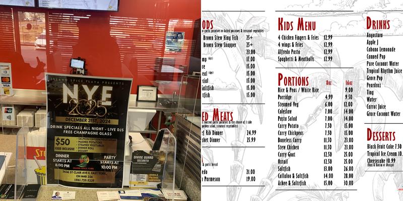 Island Spice Flava Ajax Menu