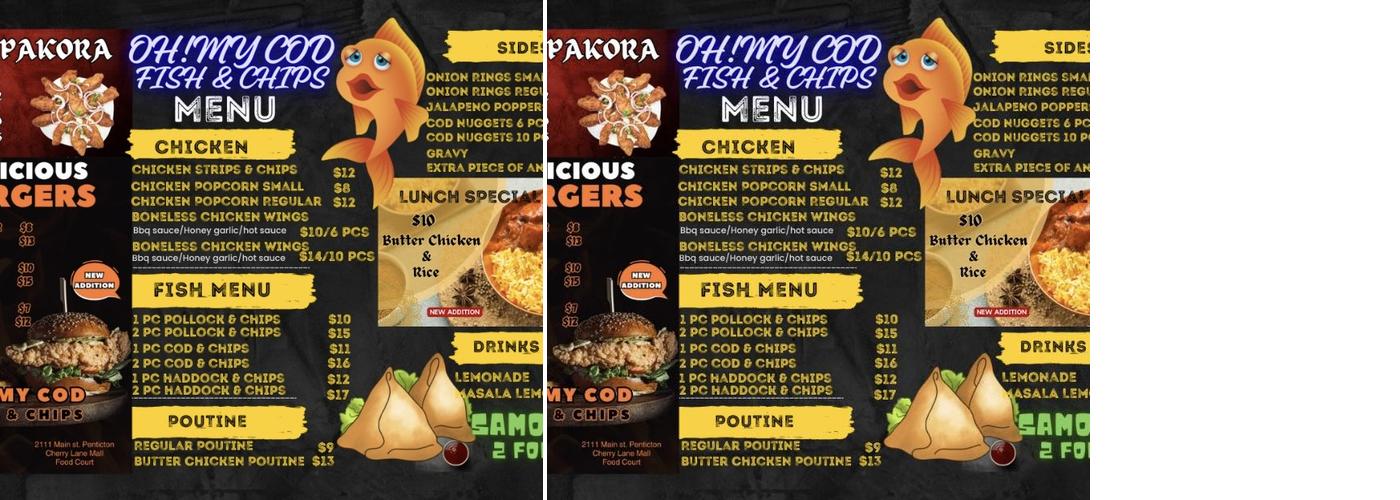 Oh My Cod Fish N Chips Menu