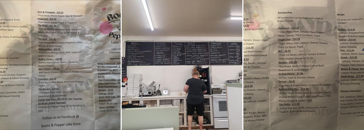 Clearwater Lake Store Menu