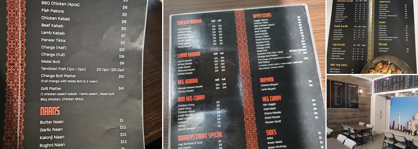Barney's Karahiwala Restaurant Menu
