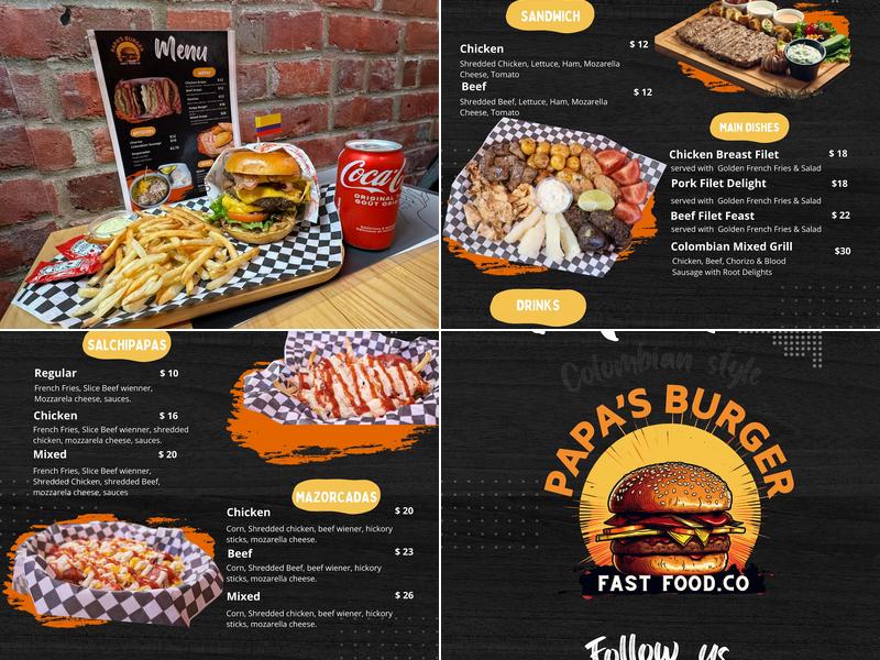 Papa's Burger CO Menu