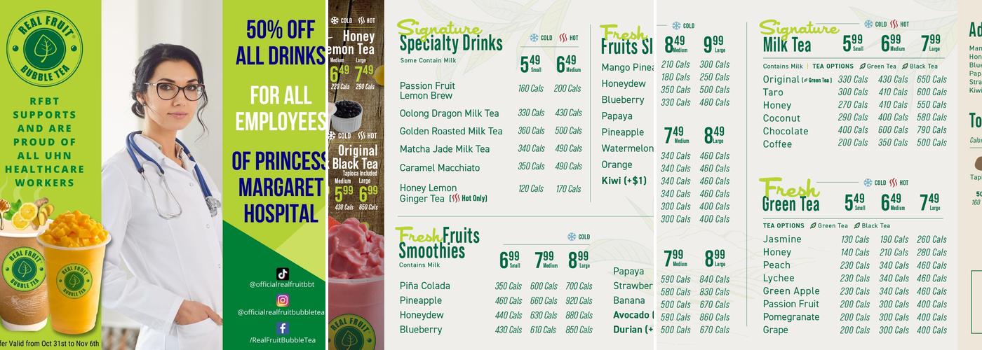 Real Fruit Bubble Tea Menu