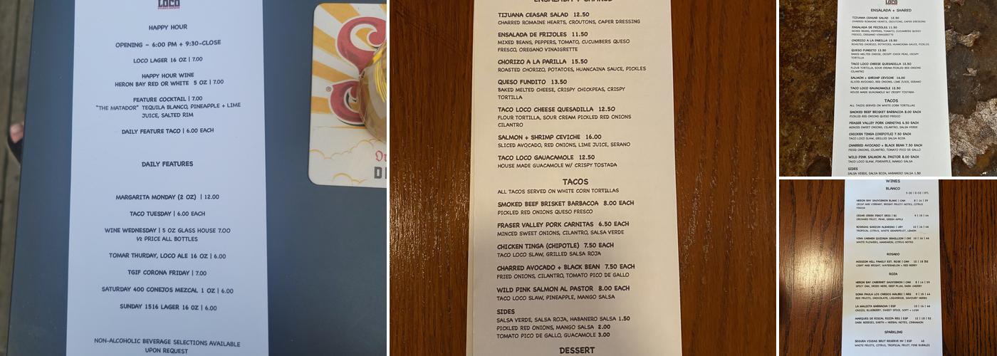 TacoLoco Menu