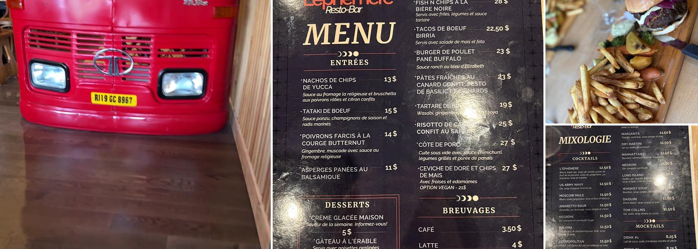 L'Éphémère Resto-Bar Menu