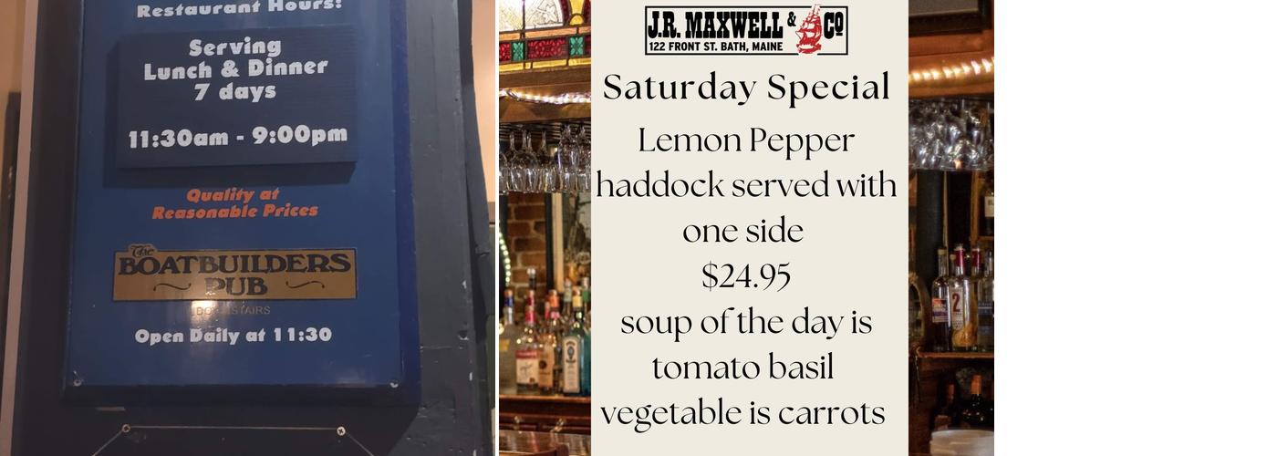 BoatBuilder's Pub Menu