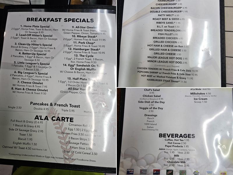 Home Plate Diner Menu