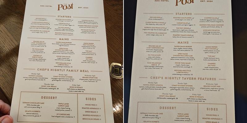 The Post Tavern Menu