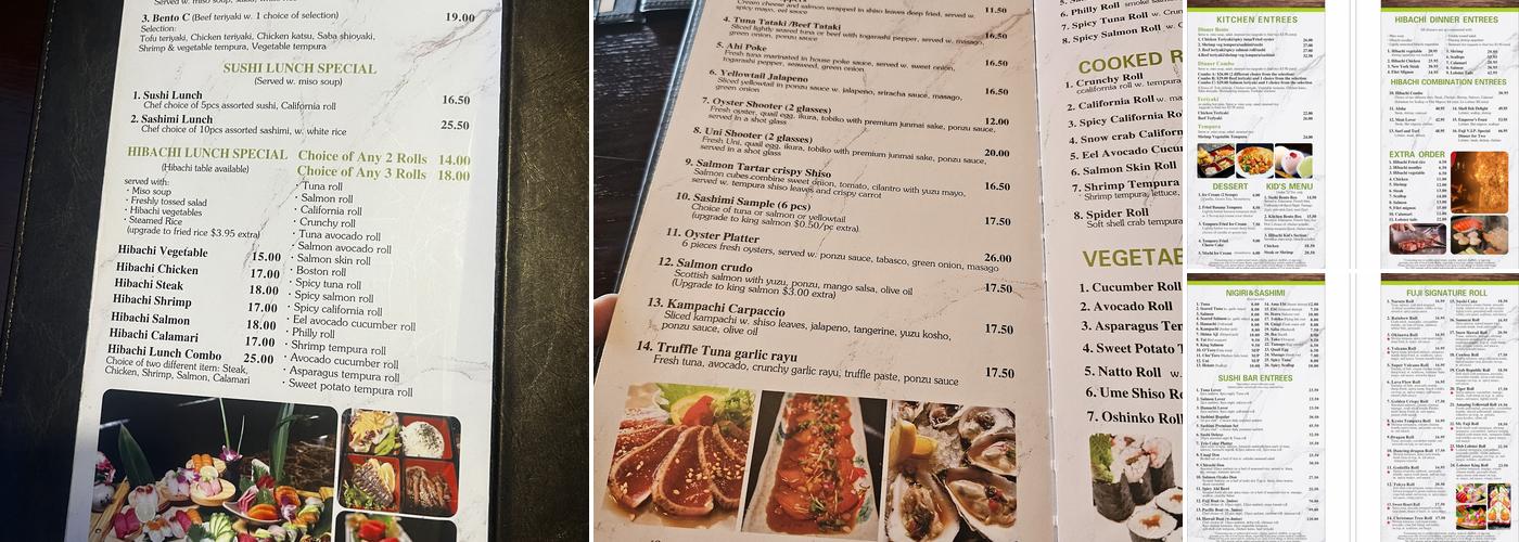 Fuji Sushi and Teppanyaki Menu