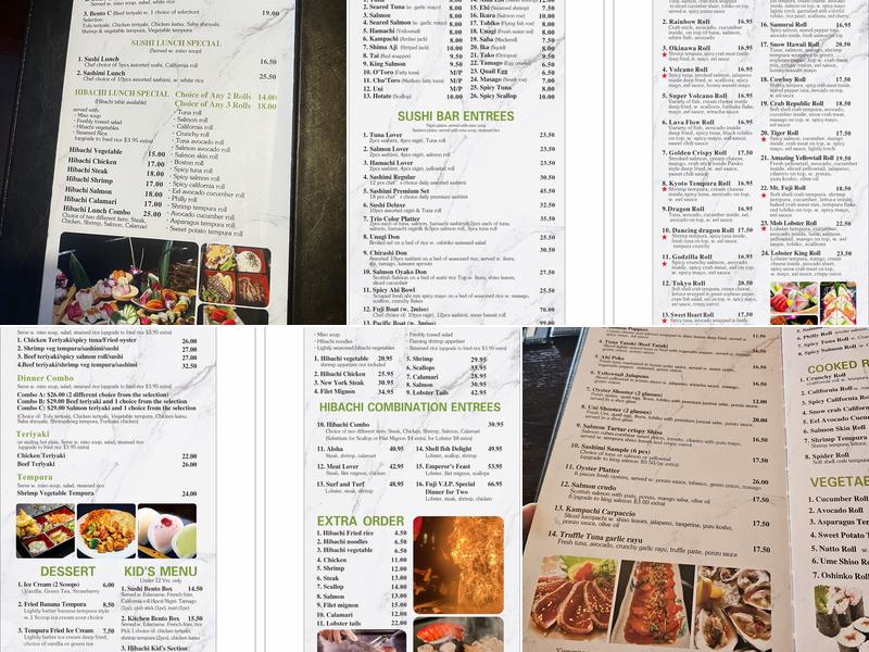 Fuji Sushi and Teppanyaki Menu