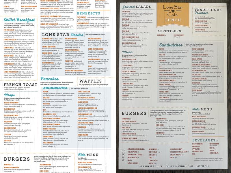 Lone Star Cafe Menu