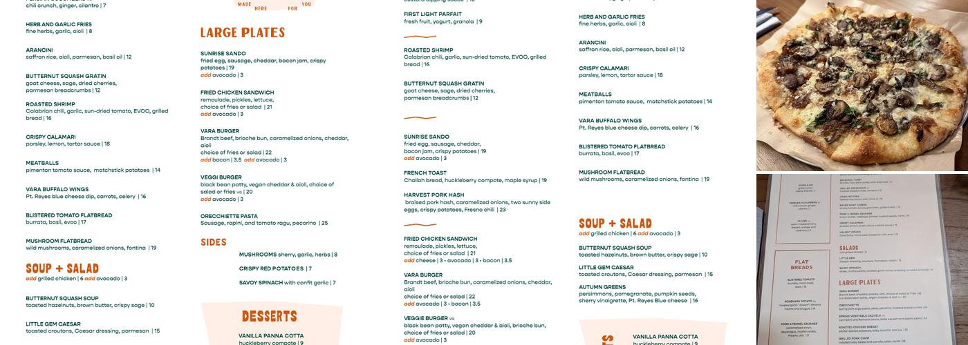 Fifty Vara Menu