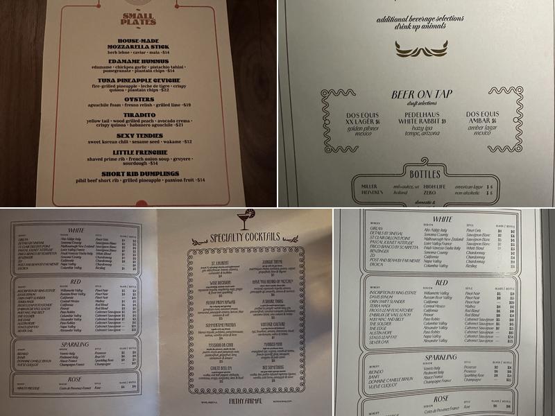 Filthy Animal Menu