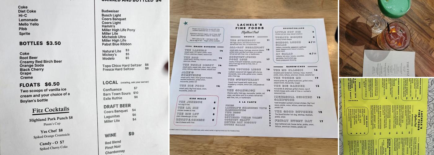 Lachele's Fine Foods + The Fitz Menu