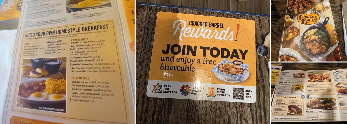 Cracker Barrel Old Country Store Menu
