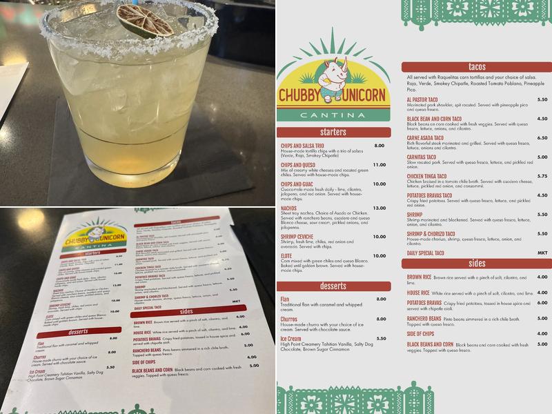 Chubby Unicorn Cantina Menu