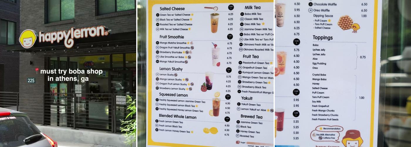 Happy Lemon Menu