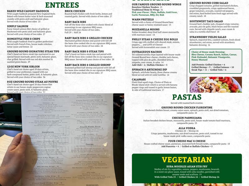 The Ground Round Menu