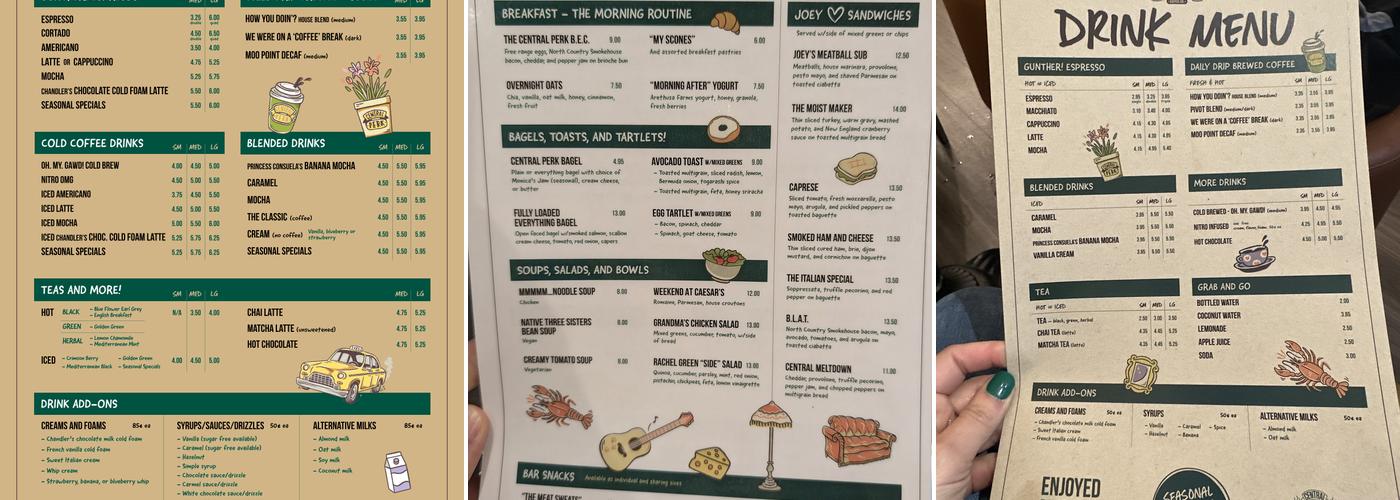 Central Perk Coffee Co Menu