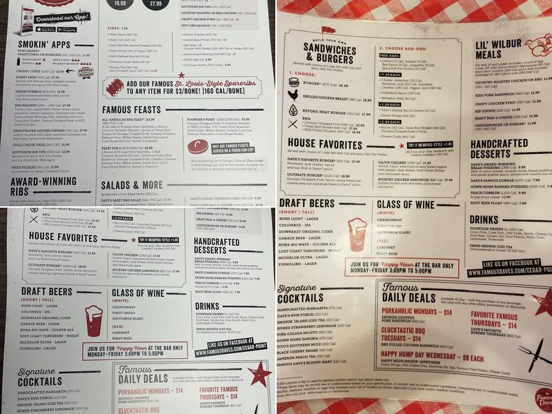 Famous Dave's Bar-B-Que Menu