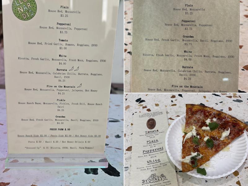 Leonardi's Pizza Menu