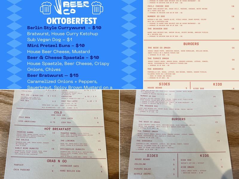 29 Palms Beer Company Menu