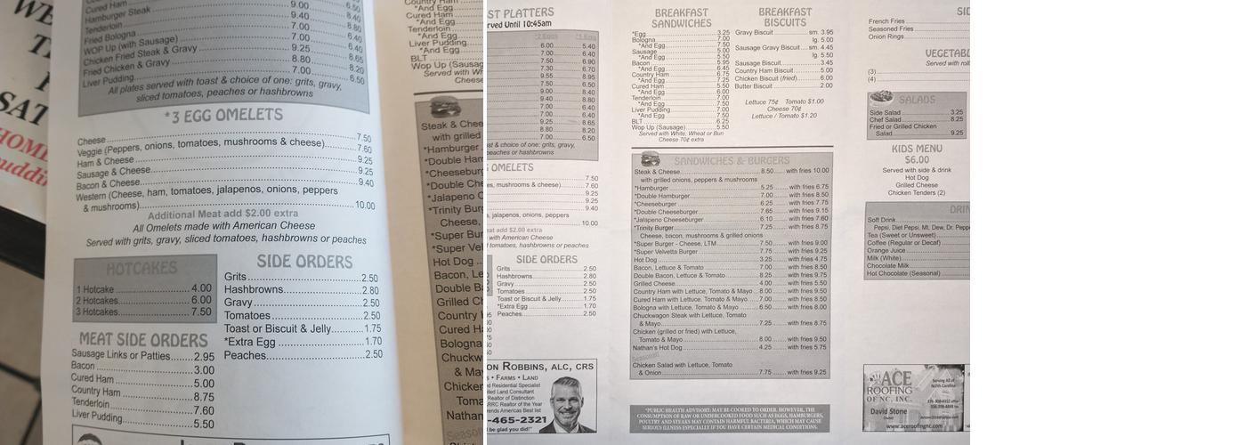Kings Trinity Grill Menu