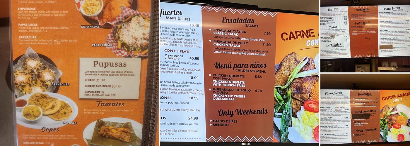 Cony’s Kitchen Menu