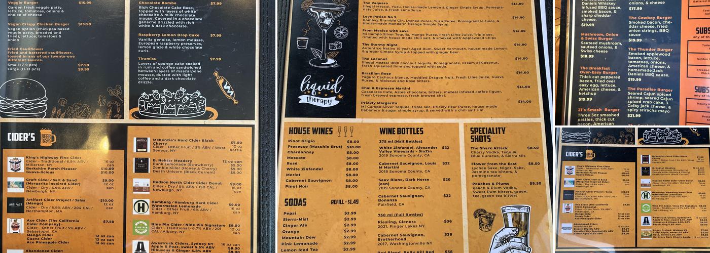 21 Burgers & Wings of Poughkeepsie Menu