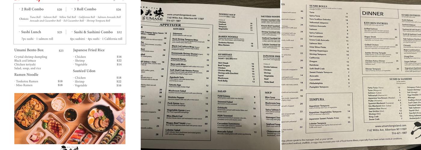Umami Sushi And Grill Menu