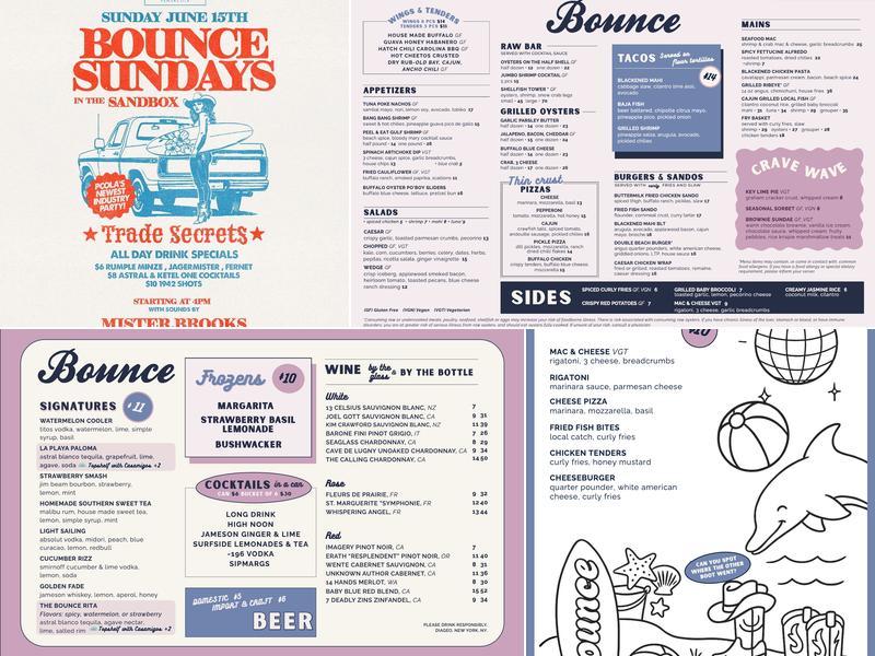 Bounce Beach Pensacola Menu