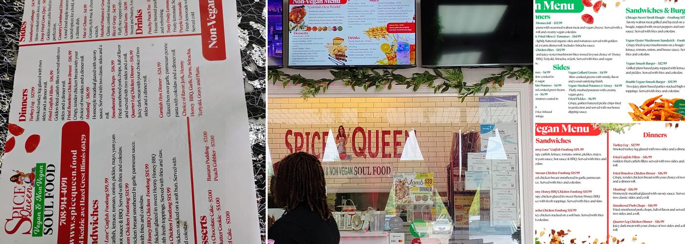 Spice Queen Vegan and NonVegan Soul Food Menu