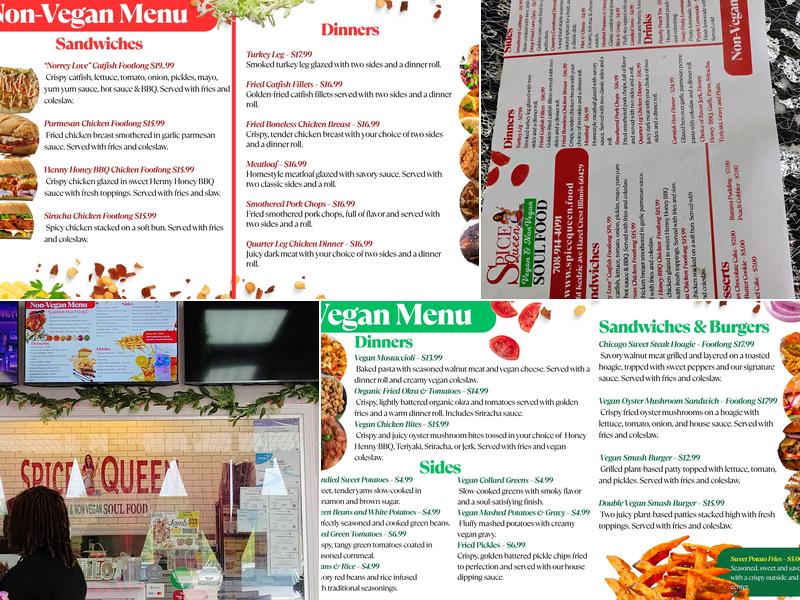 Spice Queen Vegan and NonVegan Soul Food Menu