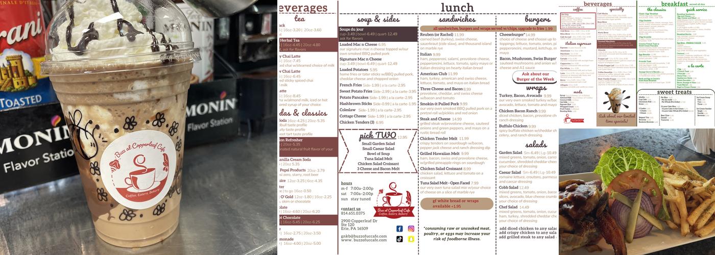 Buzz at Copperleaf Cafe Menu