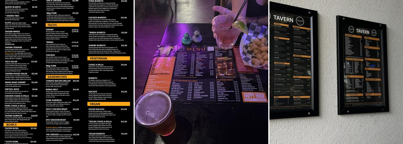 The Tavern East Menu