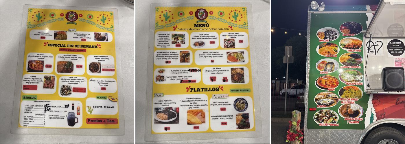 Sazón poblano Llc Menu