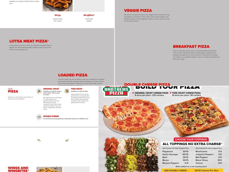 Hunt Brothers Pizza Menu