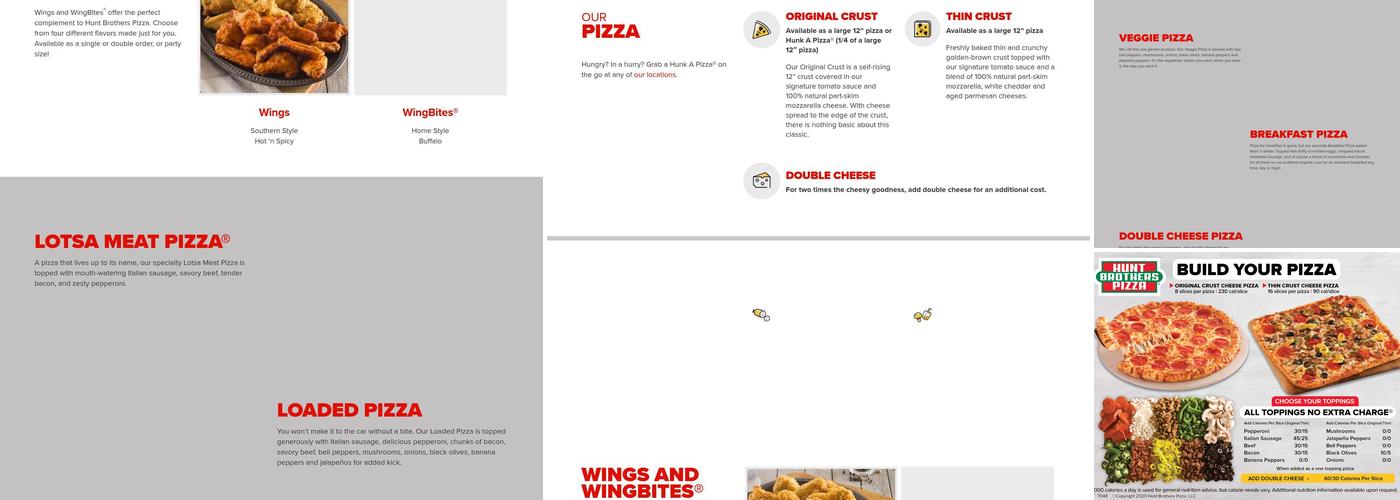 Hunt Brothers Pizza Menu