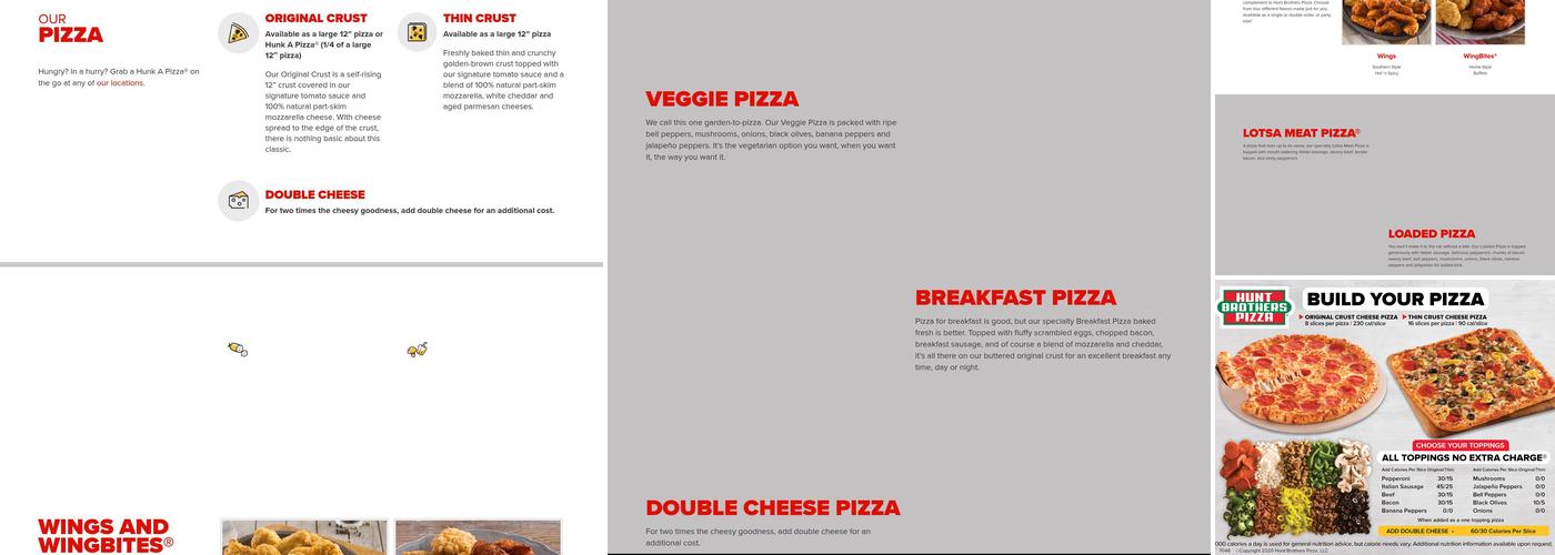 Hunt Brothers Pizza Menu