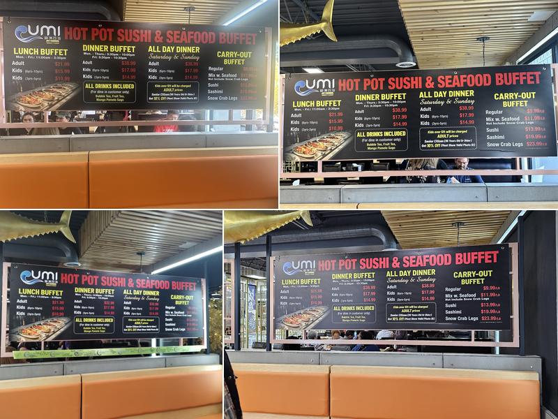 Umi Hotpot Sushi & Seafood Buffet Menu