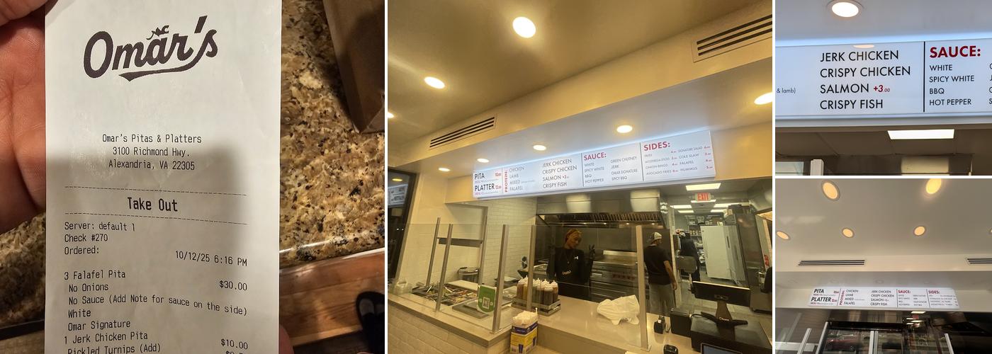 Omar's Pitas & Platters Menu