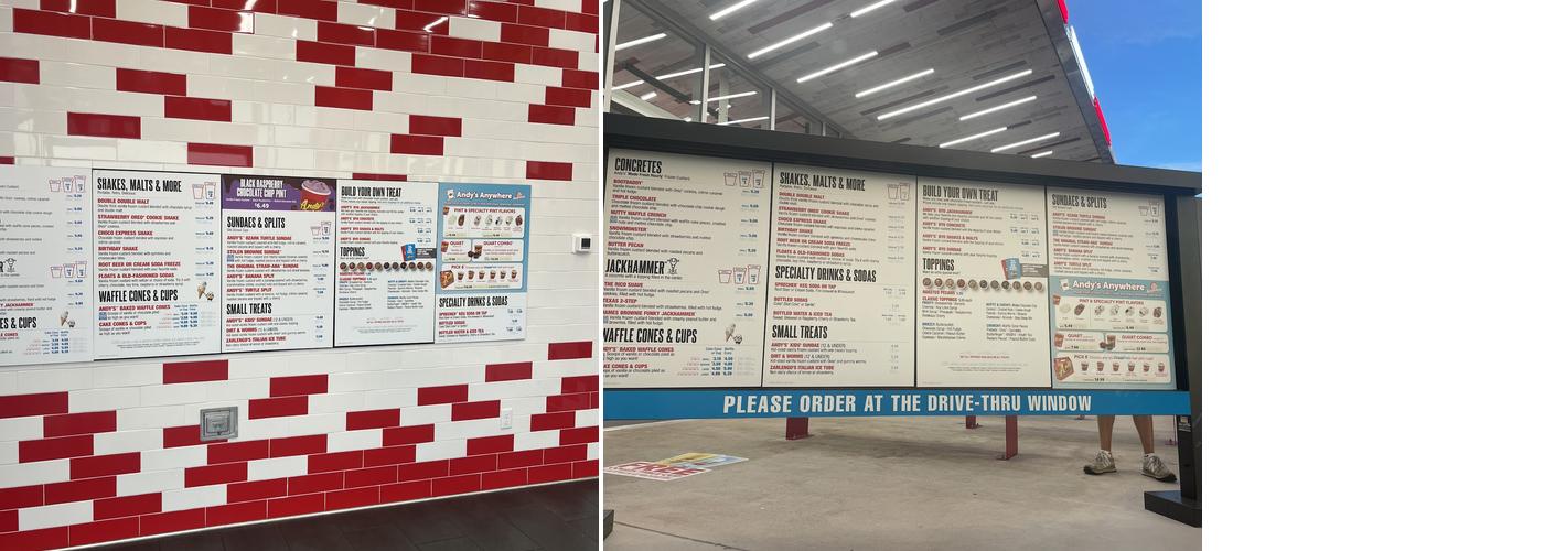 Andy's Frozen Custard Menu