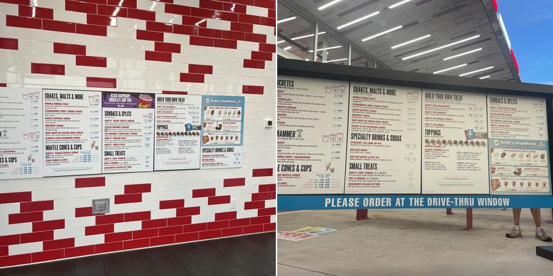 Andy's Frozen Custard Menu